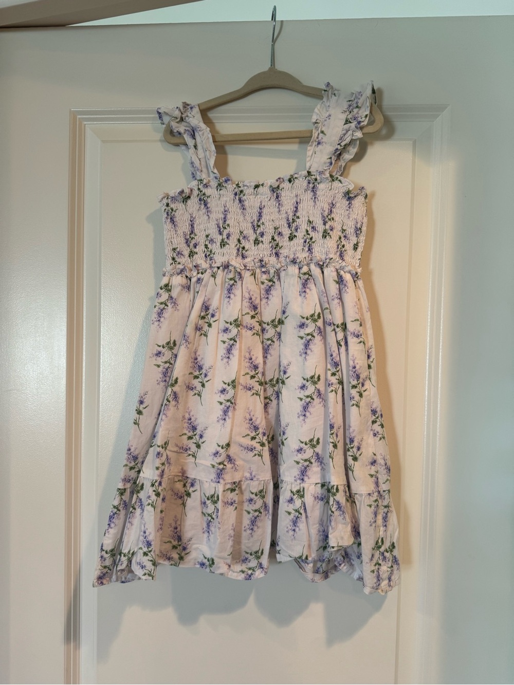 Janie and Jack Lavender Floral Smocked Sundress with Ruffle Straps